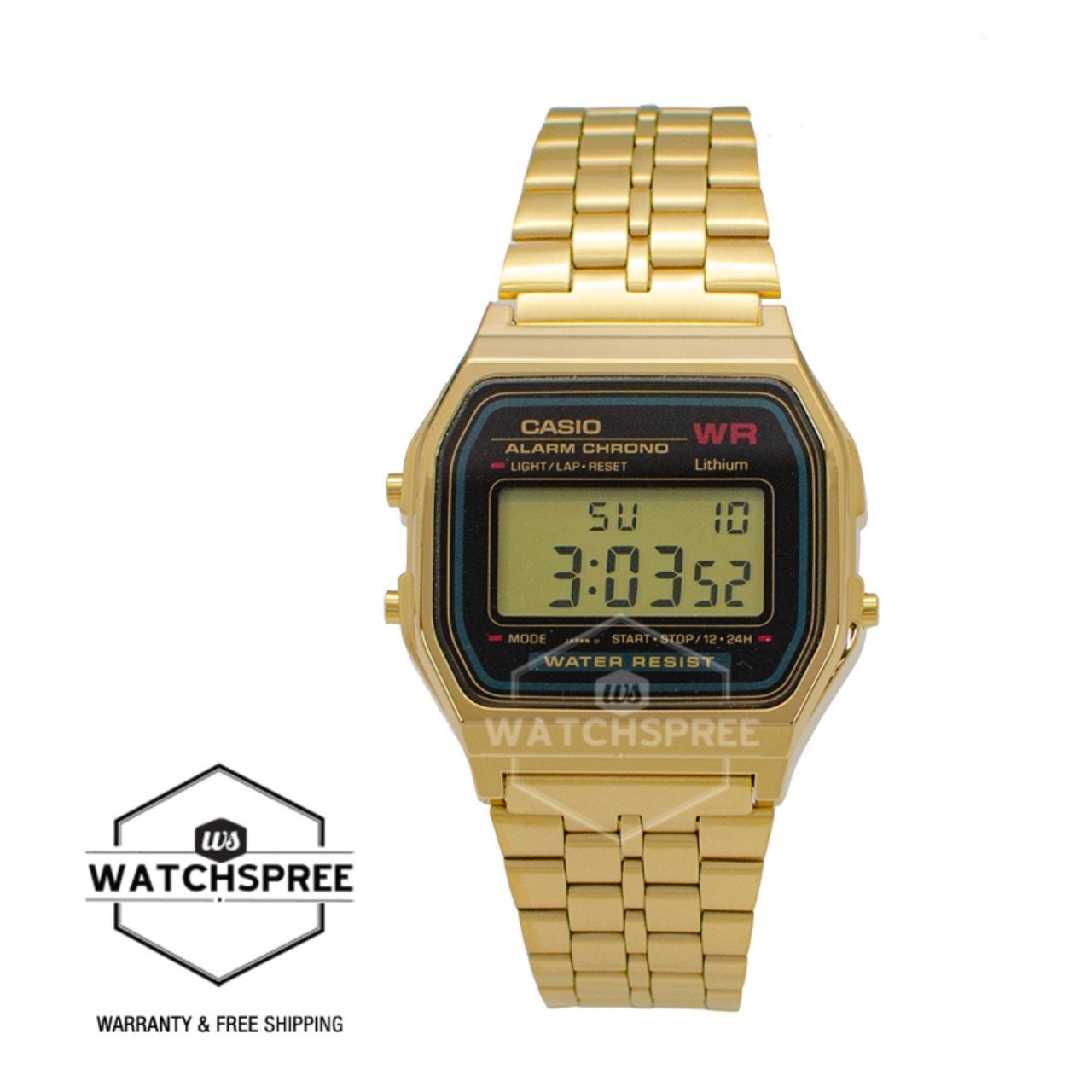 [Watchspree] Casio Standard Digital Gold Stainless Steel Band Watch A159WGEA-1D A159WGEA-1