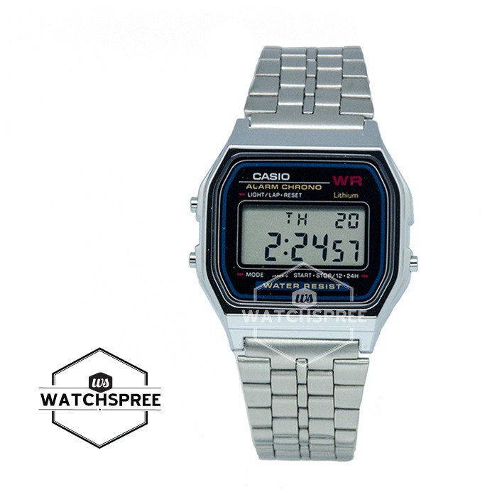 [Watchspree] Casio Standard Digital Silver Stainless Steel Band Watch A159WA-N1