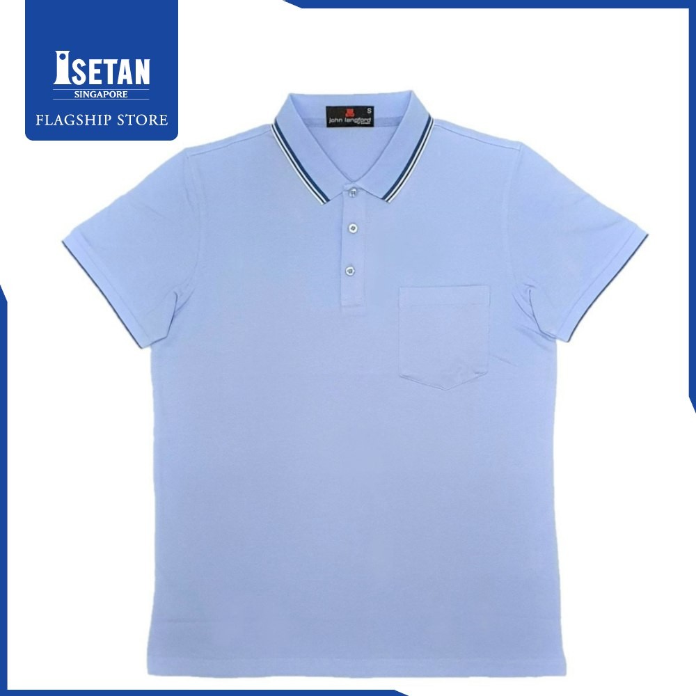 John Langford Pique Polo T-Shirt with Pocket (Blue) J3E-048-04
