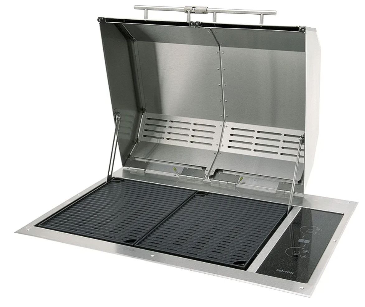 Kenyon Texan Built-In Electric Grill, UL-Approved For Indoor And Outdoor Use, Stainless Steel Body, Rust-Proof Grill, Quick Heat Up, Alternative For Gas And Charcoal Grill, Dishwasher Safe Grates