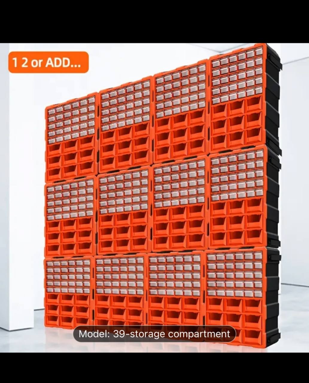 AIRAJ 39-Drawer Modular Storage Organizer, Industrial Grade Plastic Toolbox for Hardware, Crafts, Garage, Classroom - Desktop/Wall Mountable Small Parts Cabinet