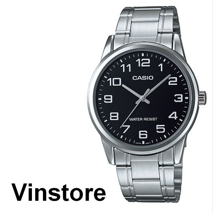 [Vinstore] Casio MTP-V001 Analog Quartz Black Dial Stainless Steel Strap Men Watch MTP-V001D-1BUDF MTP-V001D-1B MTP-V001D