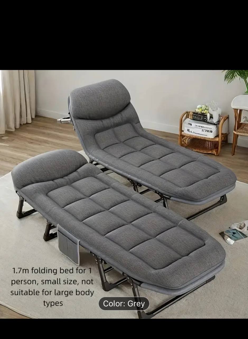 Portable Folding Bed, Office Nap & Camping, Outdoor Leisure, Iron Alloy Frame, Adult Size, Camping & Hiking Furniture, Outdoor Chair