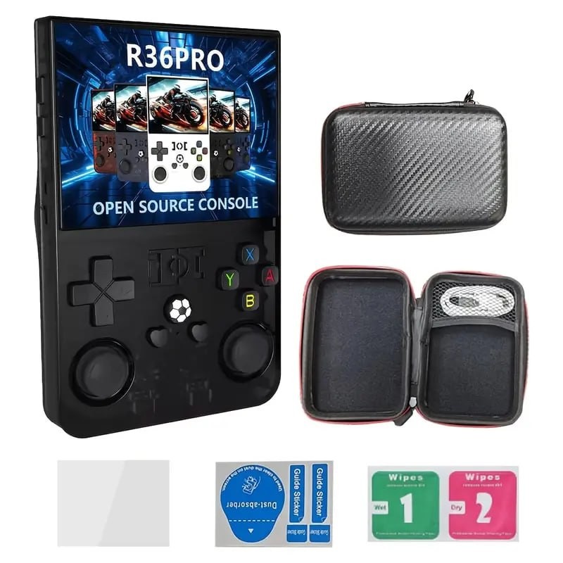 1pc R36 PRO Handheld Gaming Console, 3.5" IPS Screen, Rechargeable Lithium Polymer Battery, Linux OS, Portable Game Device with USB/Battery Power Mode, Highquality Buttons