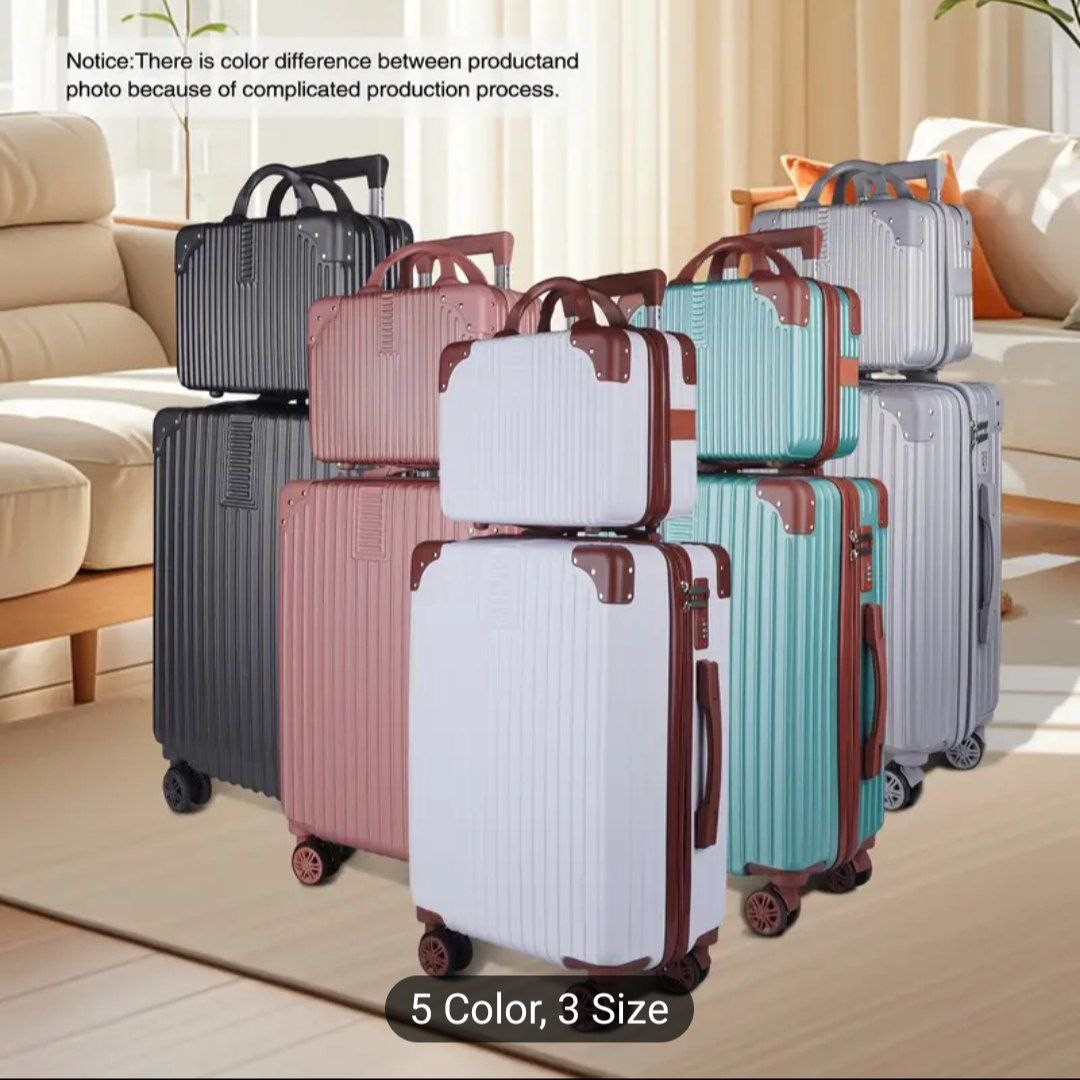 Jindian Retro Series Trolley Suitcase Travel Suitcase Password Box Boarding Box Luggage Box Mother 2pcs Set with Makeup Box 8 Silent Wheels Universal Rotation Wheels with Password Lock Box Material Th