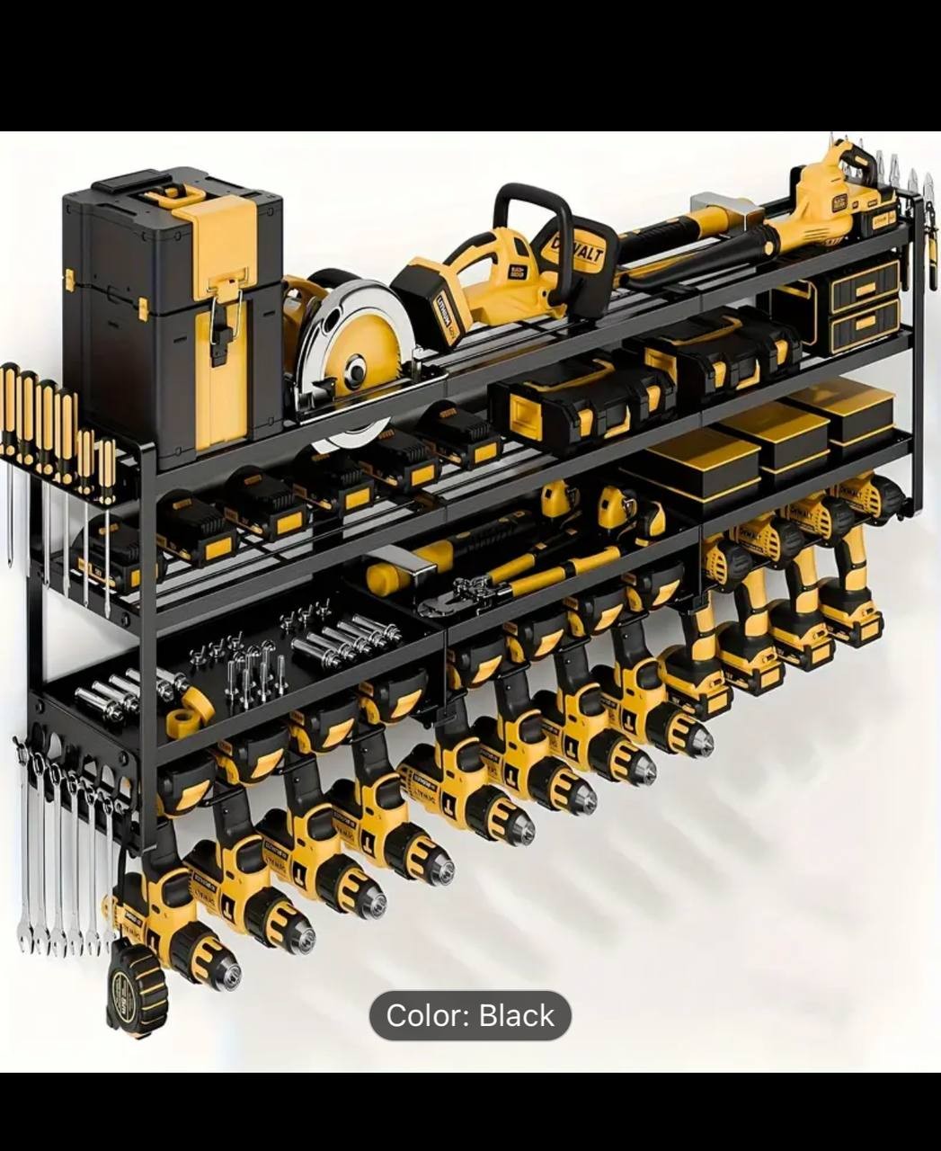Heavy-Duty Metal Wall Mount Drill Holder - Space-Saving Garage Tool Organizer for Electric Drills, Screwdrivers & More