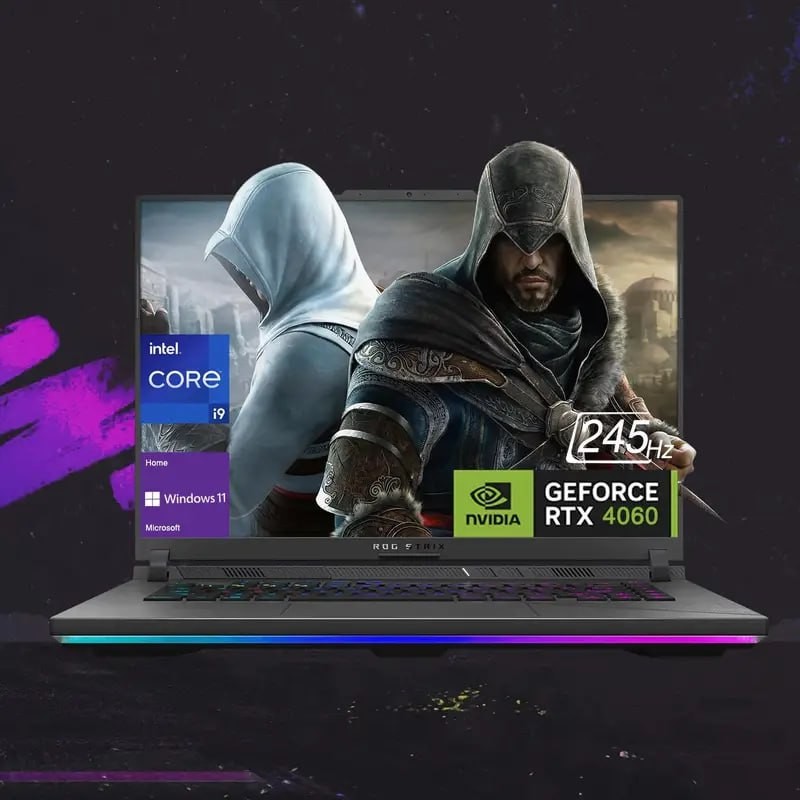 ASUS Newest ROG Strix Gaming Laptop, 18" WQXGA 2560 x 1600 Display, Intel i9-14900HX, NVIDIA GeForce RTX 4060, 64GB DDR5, 4TB SSD, RGB Backlit Keyboard, Windows 11 Home