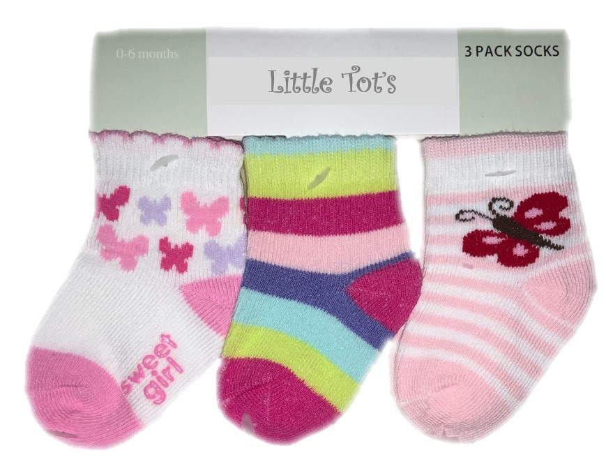 3-Pair Set Baby Socks Newborn Socks Cotton (0 - 6 Months)
