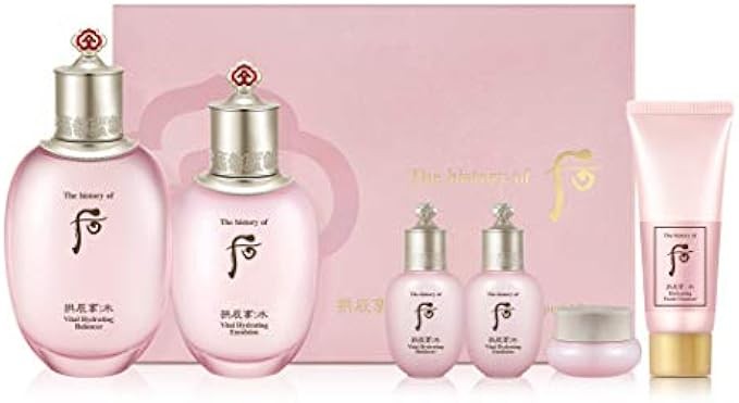 The History of Whoo Gongjinhyang Soo Vital Hydrating Special Set | Contains Gongjinhyang Soo Hydrating Balance (150ml + 20ml), Emulsion (110ml + 20ml), Cream (20ml) & Foam Cleanser (40ml),