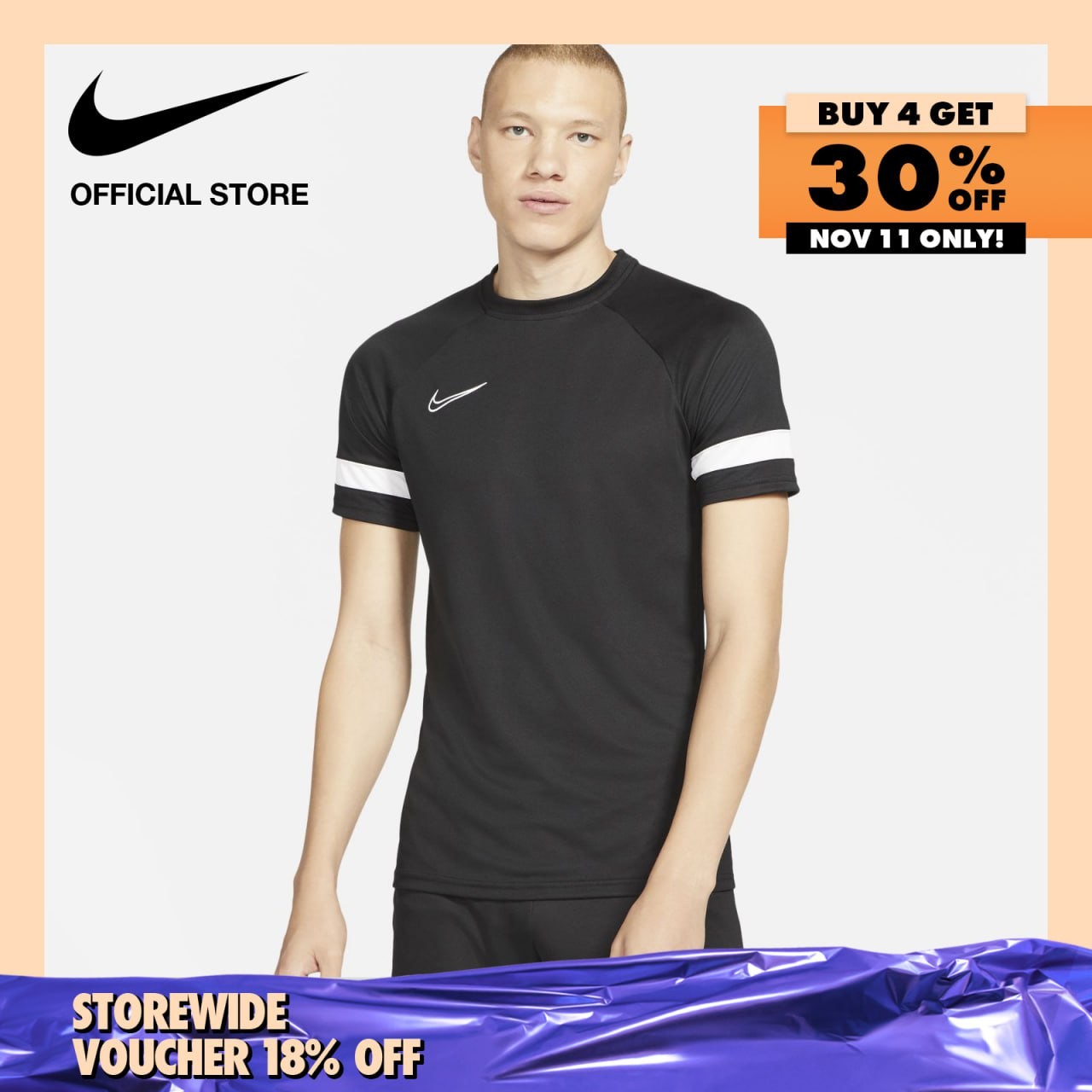 Nike Men's Dri-FIT Academy Football Top - Black