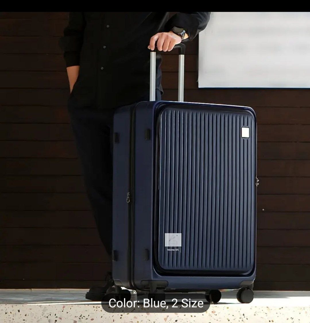 50.8 cm Expandable Luggage Suitcase with Hard Shell, Blue Color, and Retractable Aluminum Handle