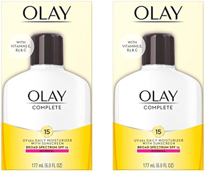 Face Moisturizer by Olay Complete Lotion All Day Daily Facial Moisturizing Lotion SPF 15 for Normal Skin and Hydration, Oil-Free Non-Greasy, 6 Fl Oz (Pack of 2)