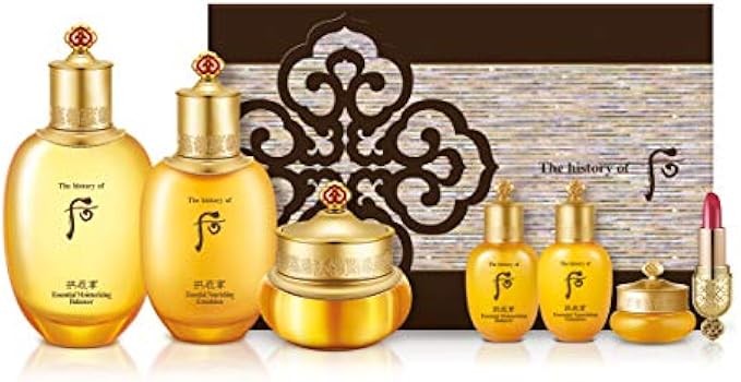 The History of Whoo Gongjinhyang 3pc Special Set |Contains Gongjinhyang Balancer (150ml + 20ml), Emulsion (110ml + 20ml), Cream (30ml + 10ml), Eye Cream (4ml) & Lipstick,