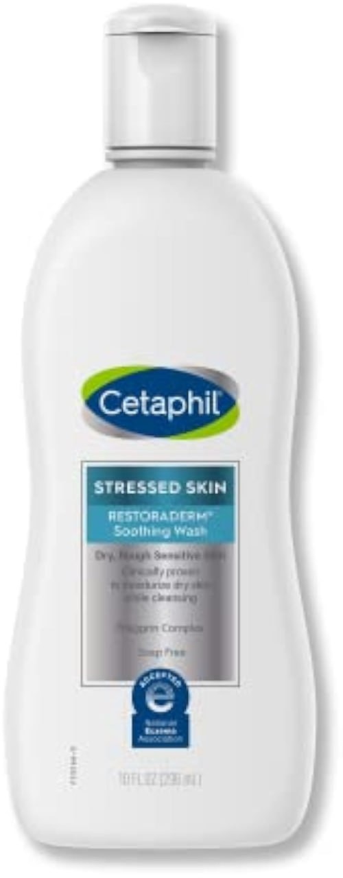 CETAPHIL RESTORADERM Soothing Wash, 10 fl oz, Soothes Dry, Stressed Skin, Hypoallergenic, Soap & Paraben Free, National Eczema Association Endorsed