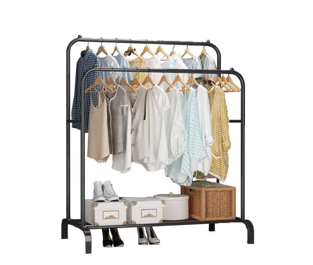 Single & Double Pole Clothes Rack Strong Powder Coated Drying Rack Floor-standing Clothes Hanger Living Room Ready Stock