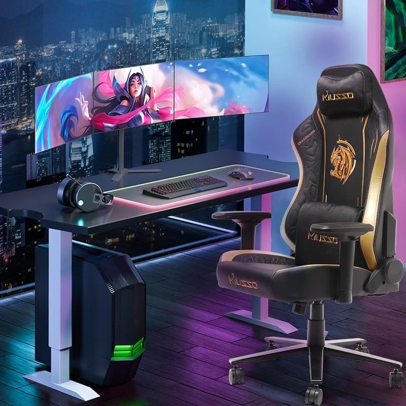 MUSSO Throne Series Model Dragon/Tiger/Unicorn 4D Adjustable Armrest Memory Foam Headrest with Magnetic Attraction Memory Foam