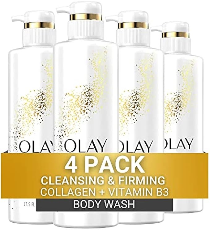 Olay Cleansing & Firming Body Wash with Vitamin B3 and Collagen, 20 fl oz (Pack of 4)