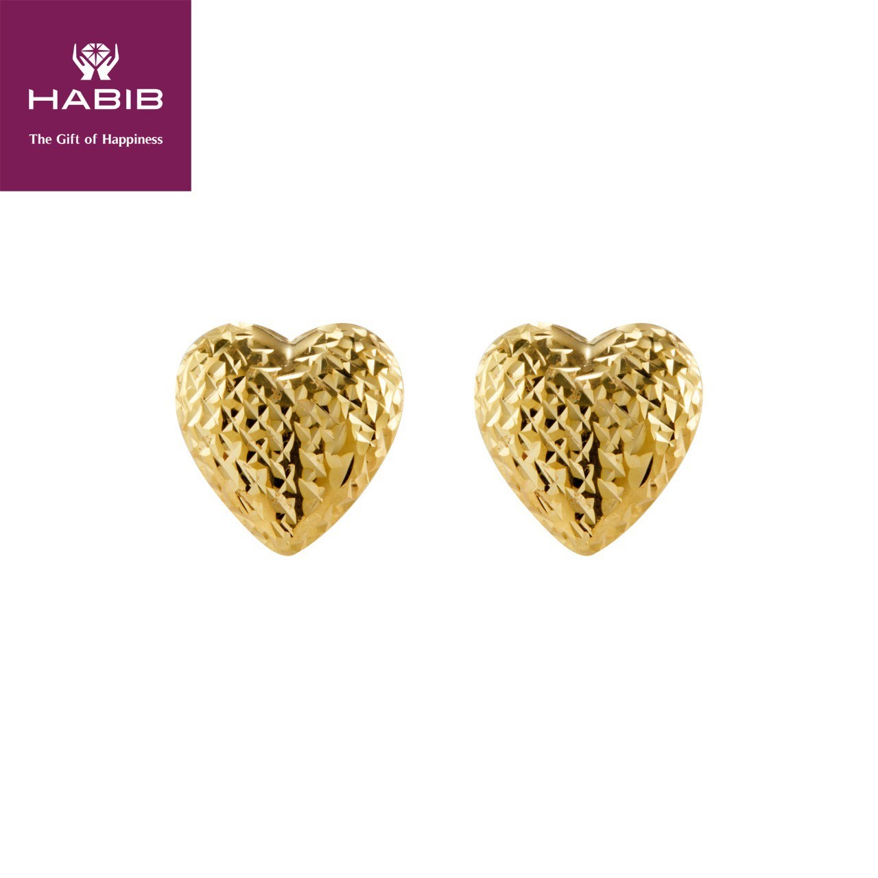 HABIB Oro Italia Golden Heart Yellow Gold Earring, 916 Gold