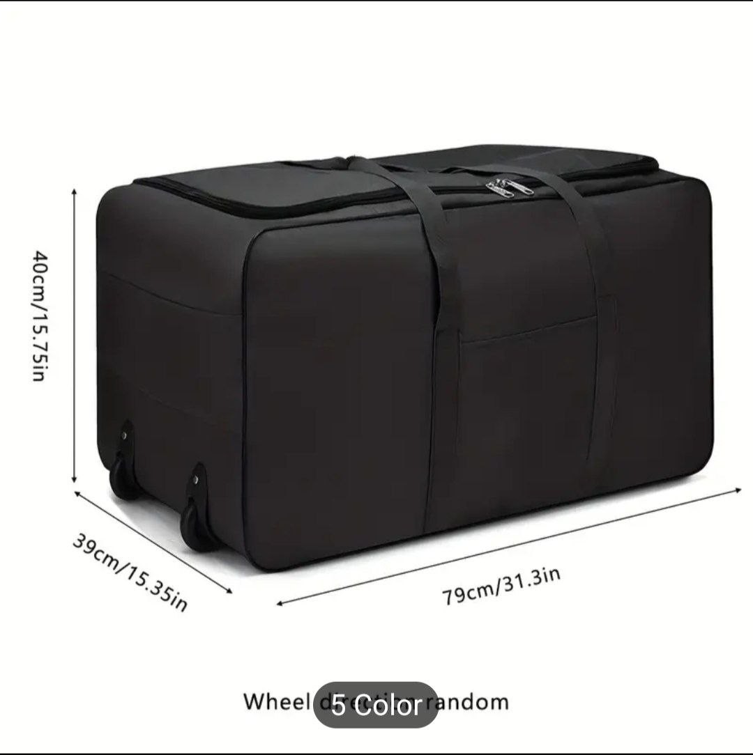 Large Capacity Oxford Fabric Travel Duffel Bag with Foldable Wheels - Durable Moving, Work, Study Abroad, and Overnight Storage Solution in Coffee, Gray, Red, Green, or Black, Travel Bag