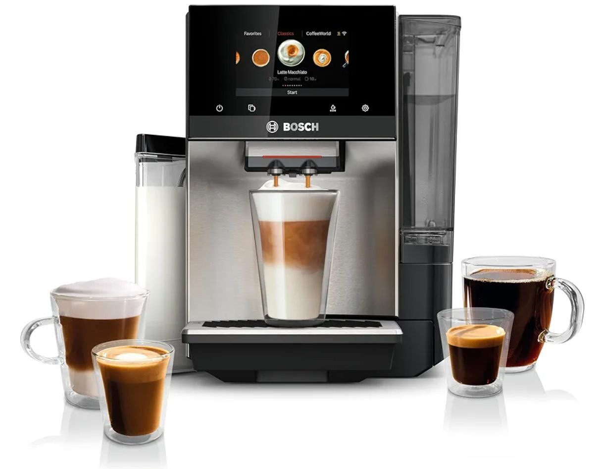 Bosch TQU60703 800 Series VeroCafe Fully Automatic Espresso Machine with Home Connect, 36 Beverage Varieties with Coffee World, Cup Warmer, Double Cup, Integrated Milk Container, in Stainless Steel