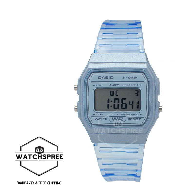 [Watchspree] Casio Digital Blue Resin Band Watch F91WS-2D F-91WS-2 [Kids]
