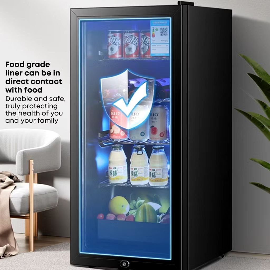 58L & 122L Hotel Tempered Glass Door Ice Bar Transparent Wine Refrigerator Fridge Peti Sejuk Freezer