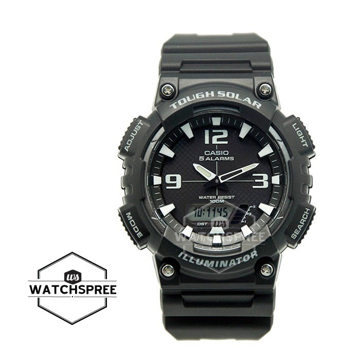 [Watchspree] Casio Analog Digital Tough Solar Men's Black Resin Band Watch AQS810W-1A