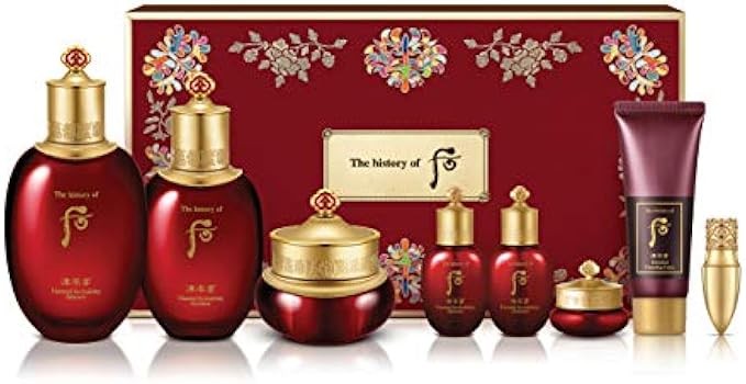 The History of Whoo Jinyulhyang Jinyul 3pc Special Set | Contains Jinyukyang Balancer (150ml + 20ml), Emulsion (110ml + 20ml), Cream (30ml), Concentrate (8ml) & Lip Palette