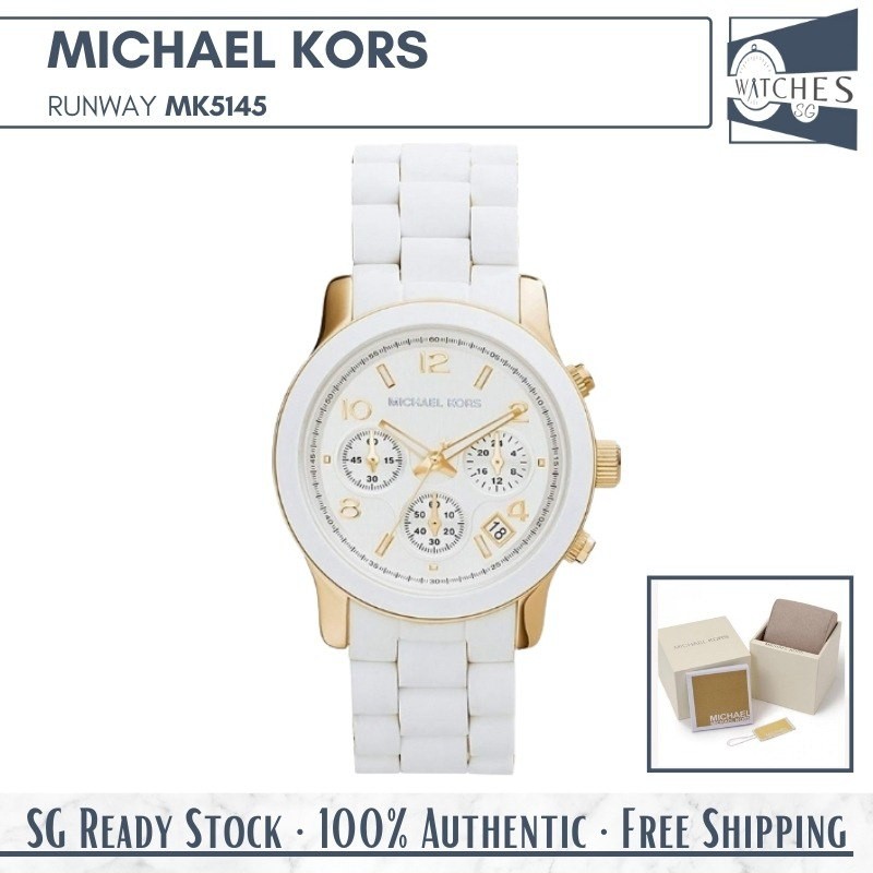 (SG LOCAL) Michael Kors MK5145 Runway Chronograph Silicone Coated Women Watch