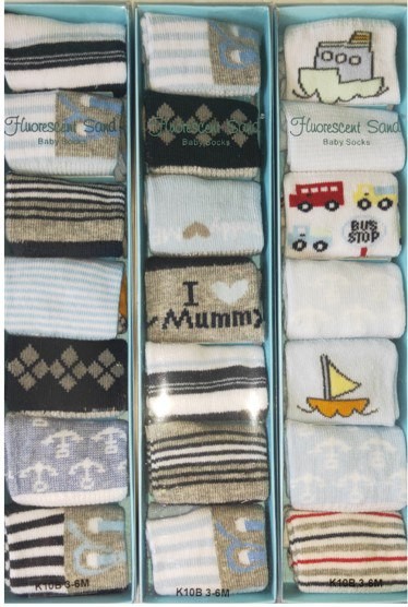 Baby 7 pair Socks Newborn Socks Breathable Booties (0 - 6 Months) Cotton Printed Designs Assorted Designs