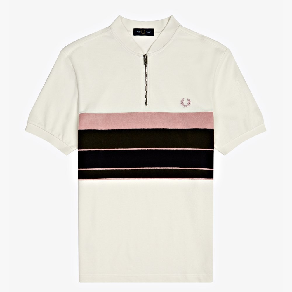 Fred Perry M2537 Towelling Zip Neck Polo Shirt - (Snow White)