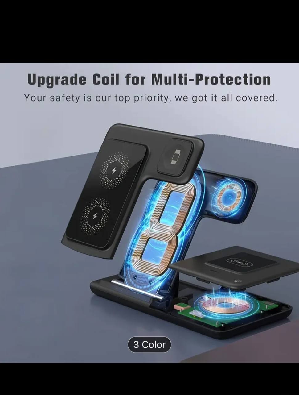 Wireless Charging Station, 3-in-1 Folding Mobile Phone Wireless Charger Bracket, Suitable For IPhone 15, 14, 13, 12, 11/Pro/Max/Mini/Plus, X, XR, XS/Max, SE, 8/Plus, Suitable For IWatch 1-9 And Airpod