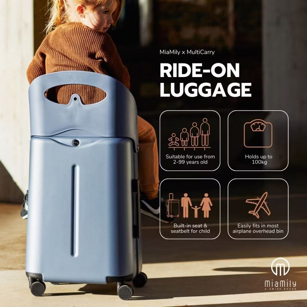 MiaMily x Multicarry 18" Carry On Luggage with Built-in Seat for Children & Adults| Luggage Kids| Suitcase