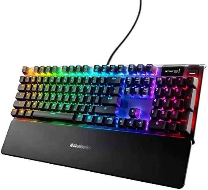 SteelSeries Apex 7 Mechanical Gaming Keyboard � OLED Smart Display � USB Passthrough and Media Controls � Linear , Quiet � RGB Backlit (Red Switch)