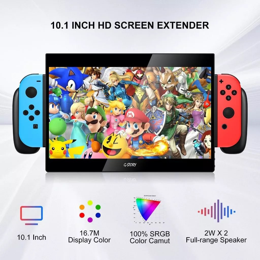 G-Story Portable Screen (Gaming Extended 10.1 High Resolution LED Monitor for Switch) + 2 Free 18650 battery
