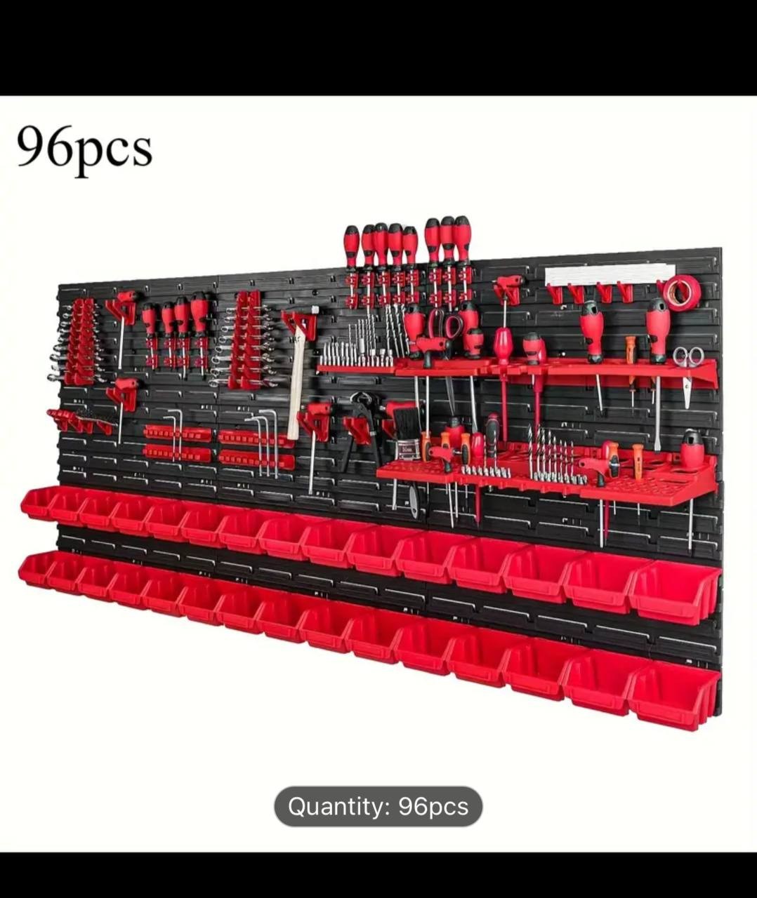 96pcs Home Tool Organizer Set - Wall Mounted Hanging Board with Multi-Functional Storage Boxes, Durable Plastic, No Electricity Needed, Mixed Color, Storage & Organization for Home & Garage