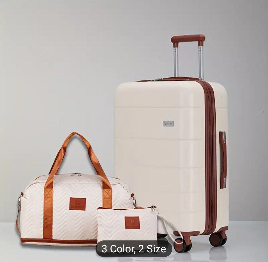 3pcs set of large-capacity expandable boarding luggage with retractable layer dry and wet separation trolley + travel bag + cosmetic bag + universal silent brake wheel + mobile phone holder + anti-the