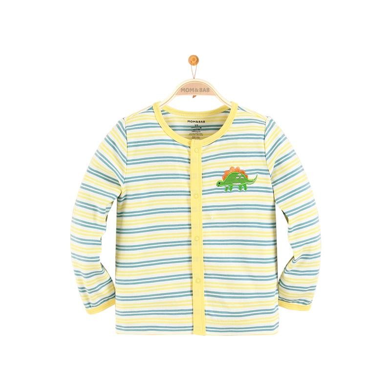 Mom And Bab Boy's Striped Cardigan - Yellow