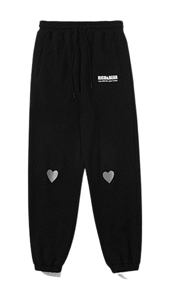 Ricky Is Clown RICHBEAR Heart Embroidered Knit Casual Sweatpants