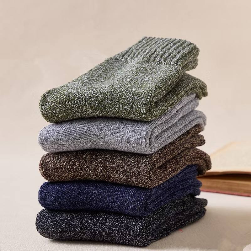 5 pairs bamboo fiber men's business casual socks, breathable, sweat-absorbent, anti-odor, mid-calf.